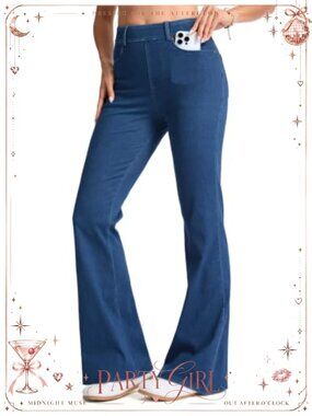 Women's Bell Bottom Jeans Stretch Pull On Flare Jeggings Pants